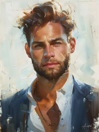 Portrait Homme Moderne Peint