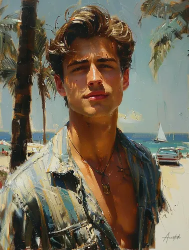 le bel homme en bord de mer