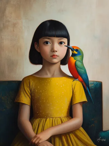 La jeune fille et l'oiseau