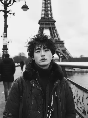 devant la tour Eiffel