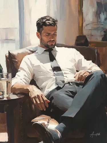 Portrait peint d'une homme élégant